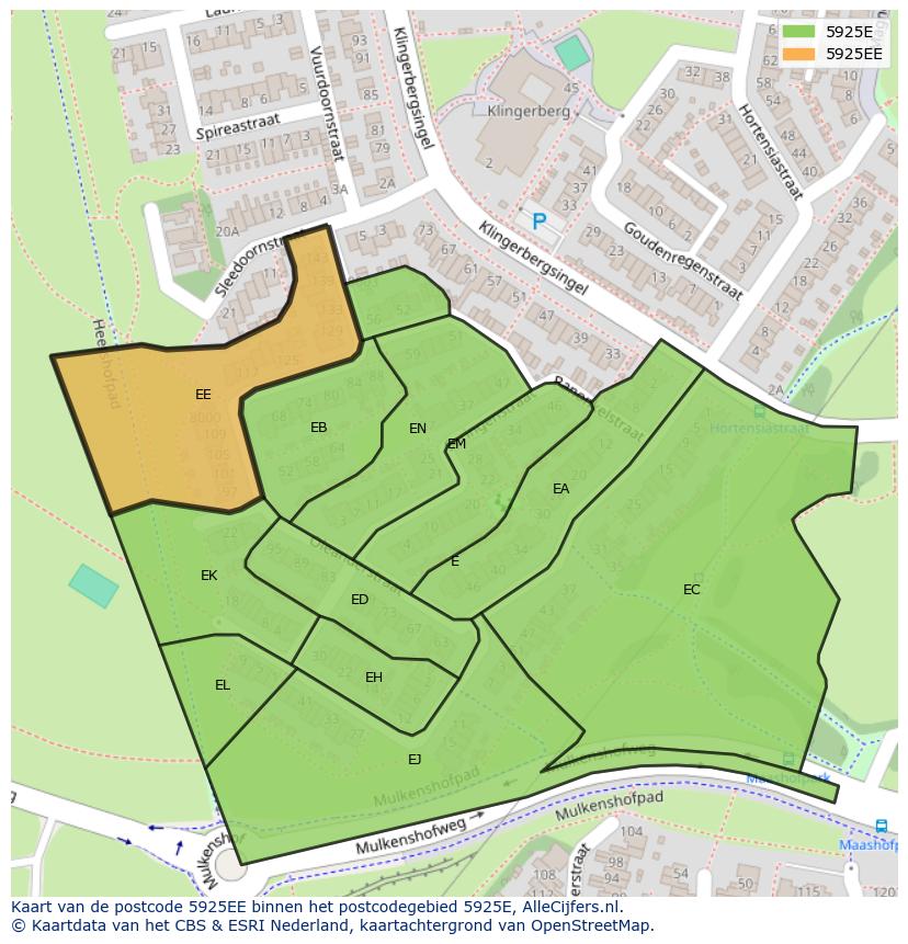 Afbeelding van het postcodegebied 5925 EE op de kaart.