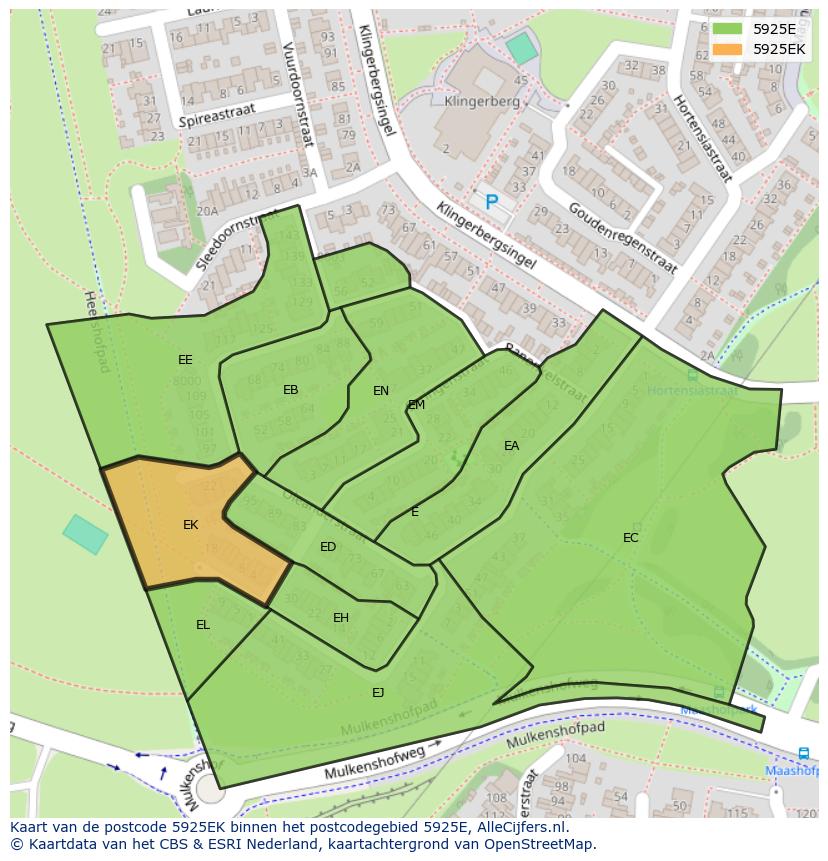 Afbeelding van het postcodegebied 5925 EK op de kaart.