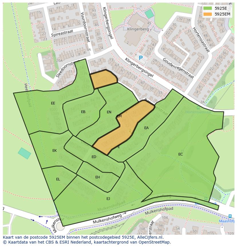 Afbeelding van het postcodegebied 5925 EM op de kaart.