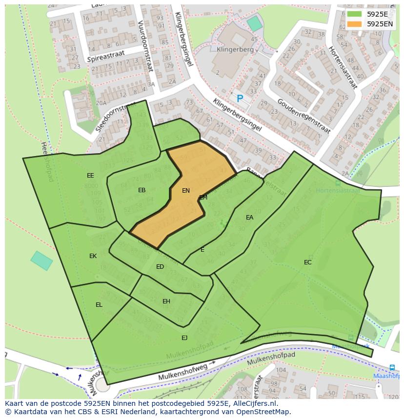 Afbeelding van het postcodegebied 5925 EN op de kaart.