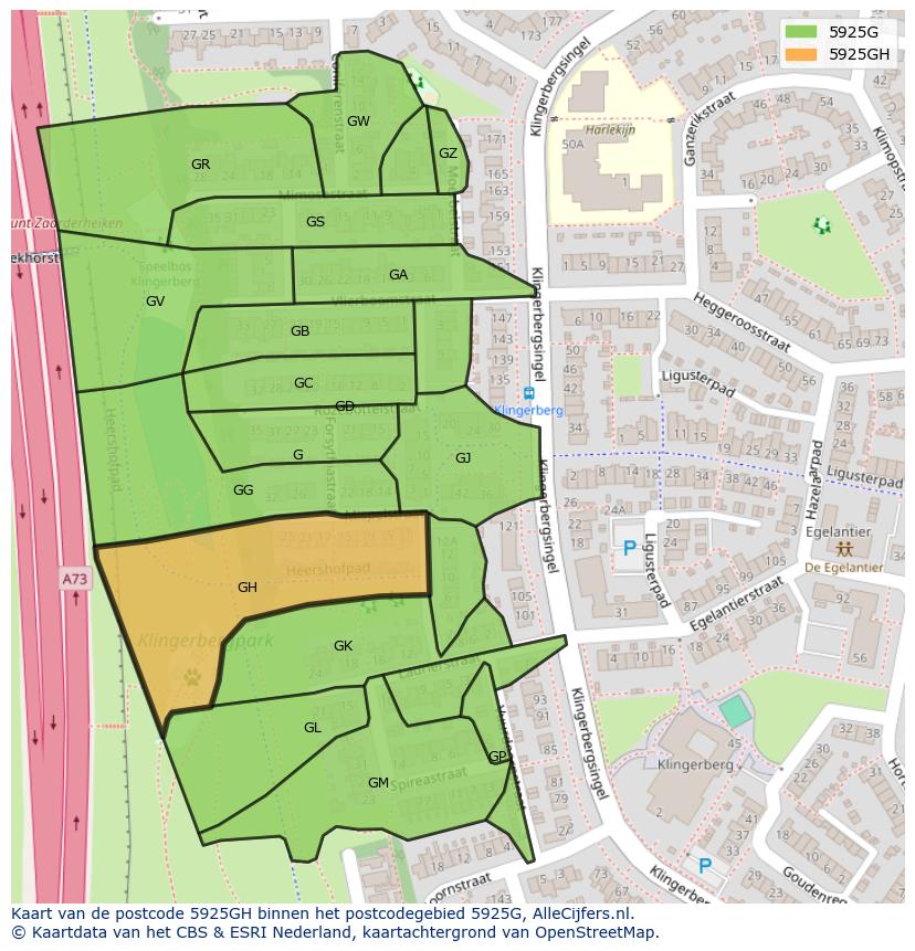 Afbeelding van het postcodegebied 5925 GH op de kaart.
