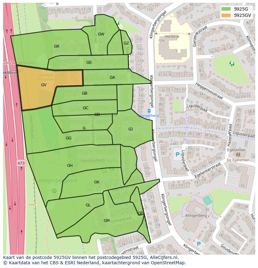 Afbeelding van het postcodegebied 5925 GV op de kaart.