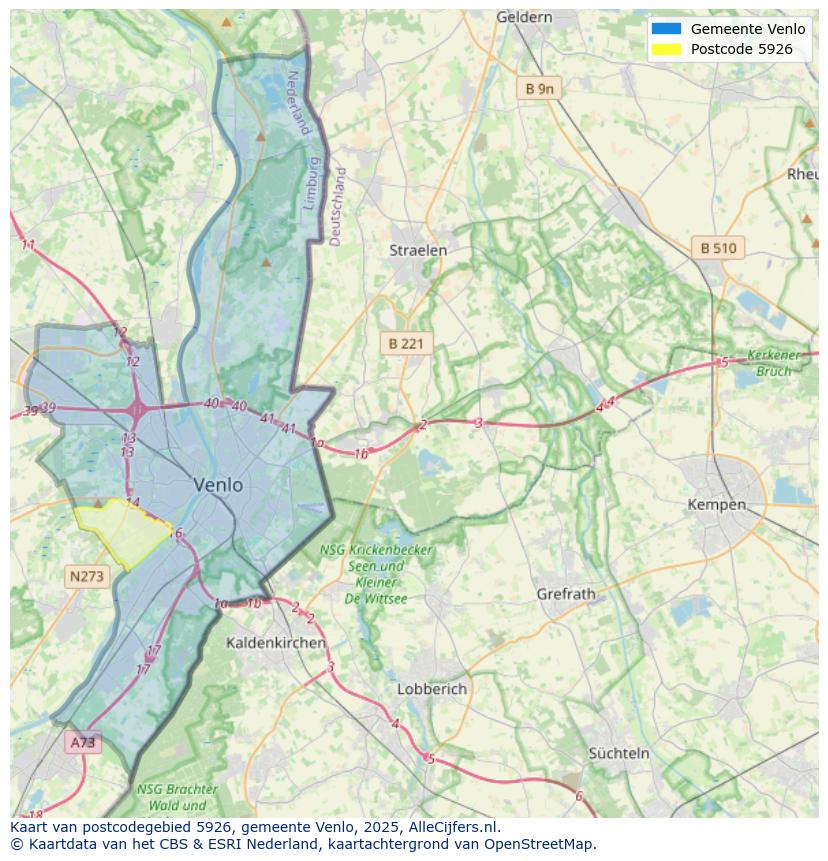 Afbeelding van het postcodegebied 5926 op de kaart.