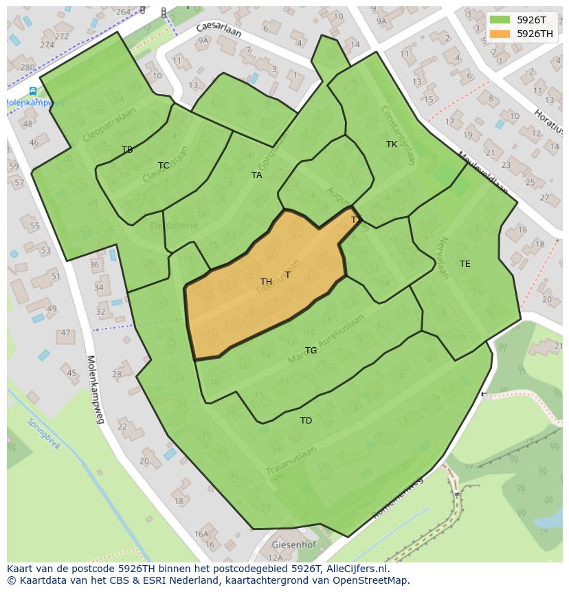 Afbeelding van het postcodegebied 5926 TH op de kaart.