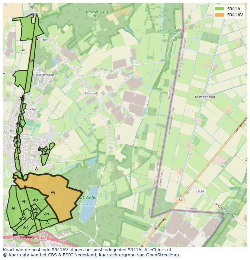 Afbeelding van het postcodegebied 5941 AV op de kaart.