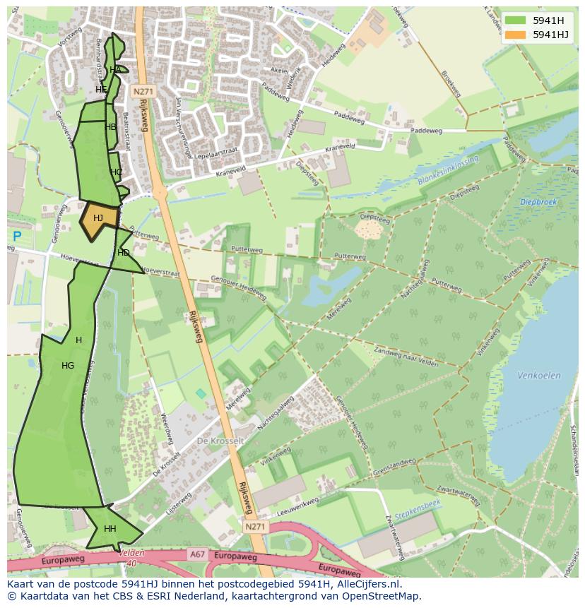 Afbeelding van het postcodegebied 5941 HJ op de kaart.