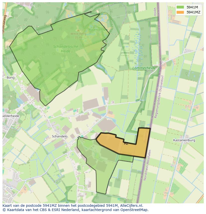 Afbeelding van het postcodegebied 5941 MZ op de kaart.