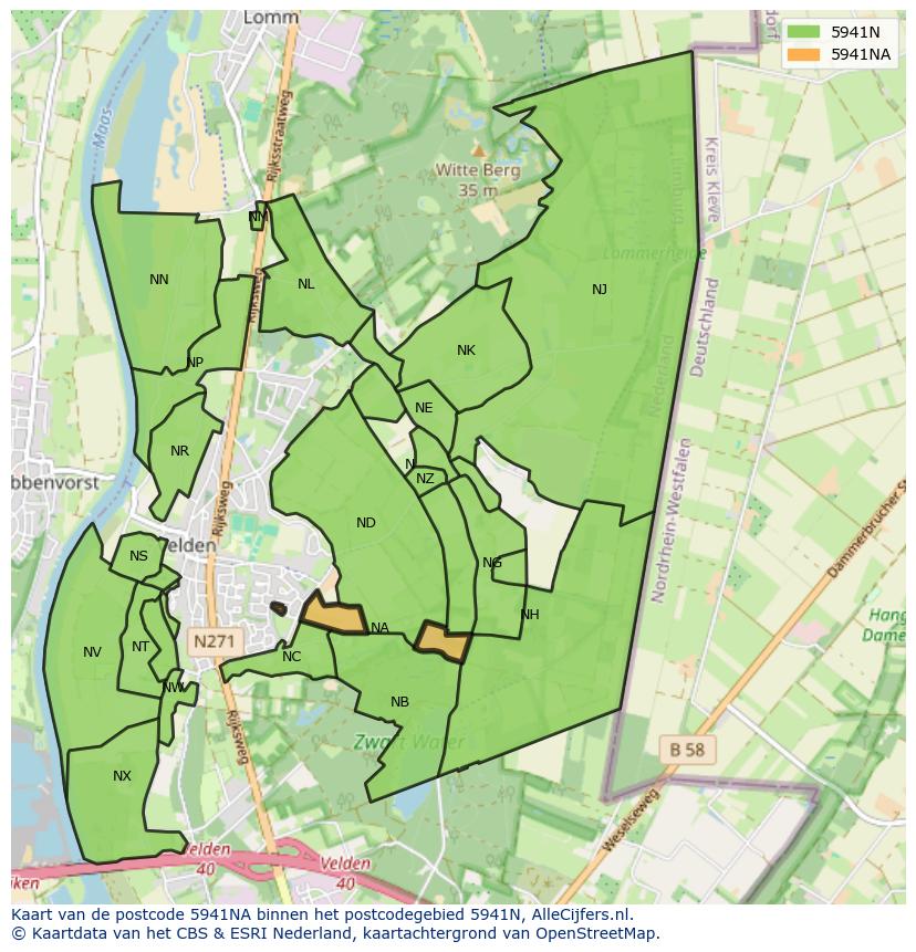 Afbeelding van het postcodegebied 5941 NA op de kaart.