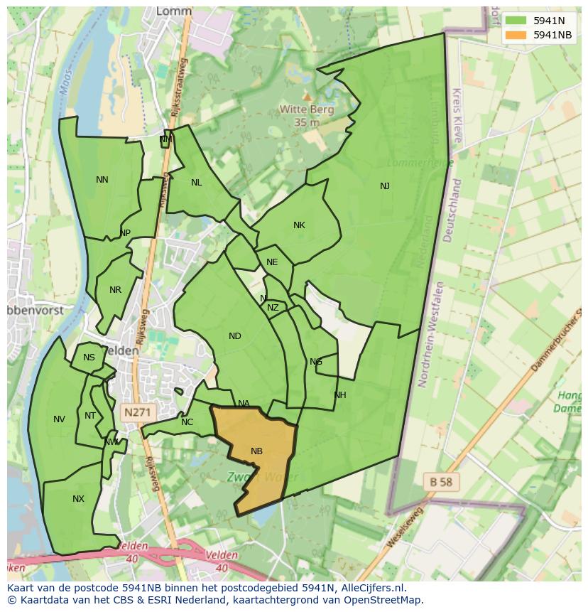 Afbeelding van het postcodegebied 5941 NB op de kaart.