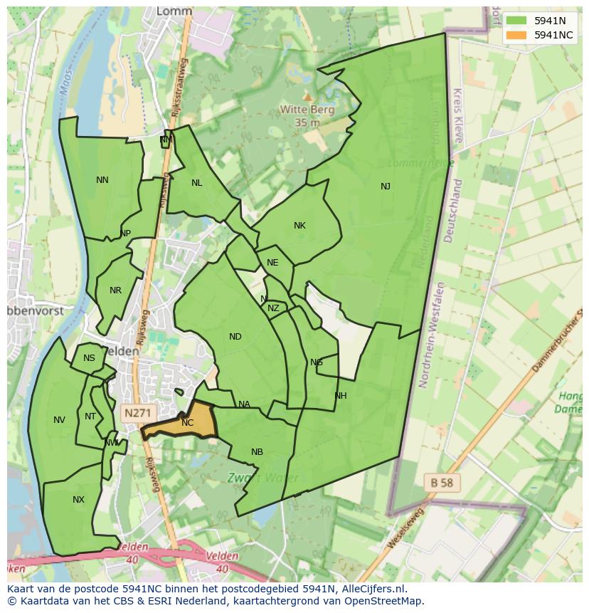 Afbeelding van het postcodegebied 5941 NC op de kaart.