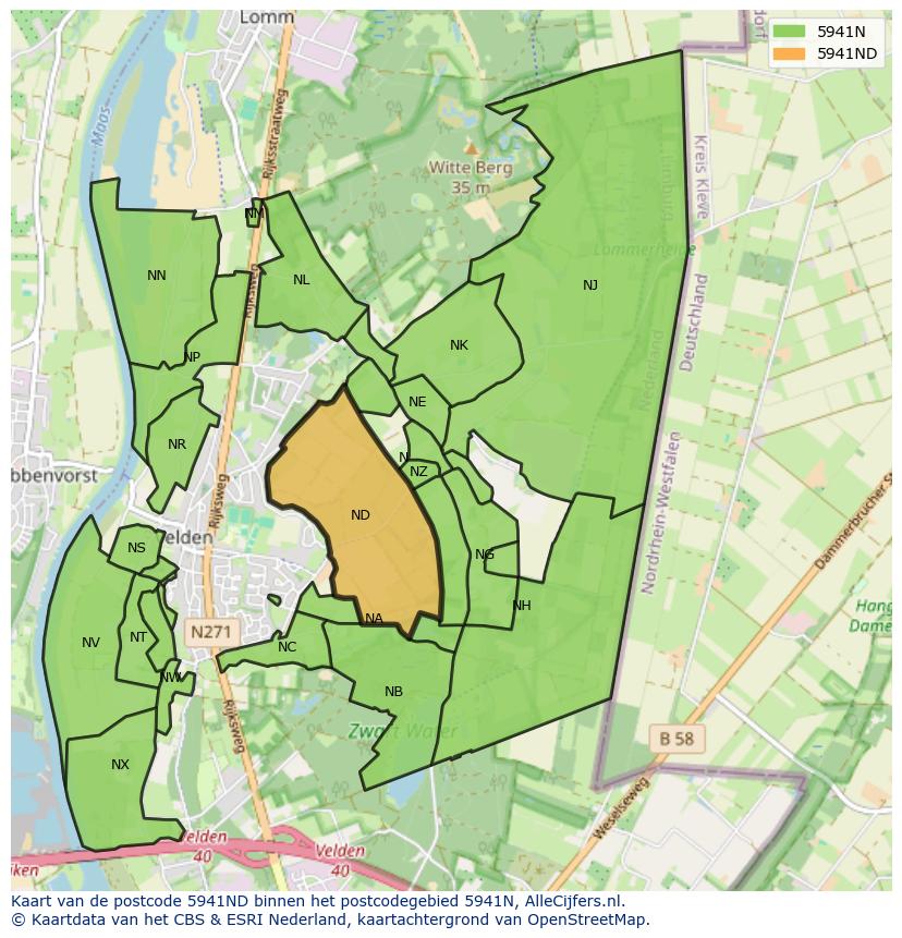 Afbeelding van het postcodegebied 5941 ND op de kaart.