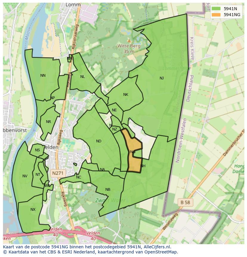 Afbeelding van het postcodegebied 5941 NG op de kaart.