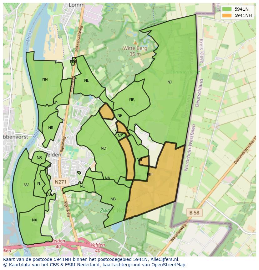 Afbeelding van het postcodegebied 5941 NH op de kaart.