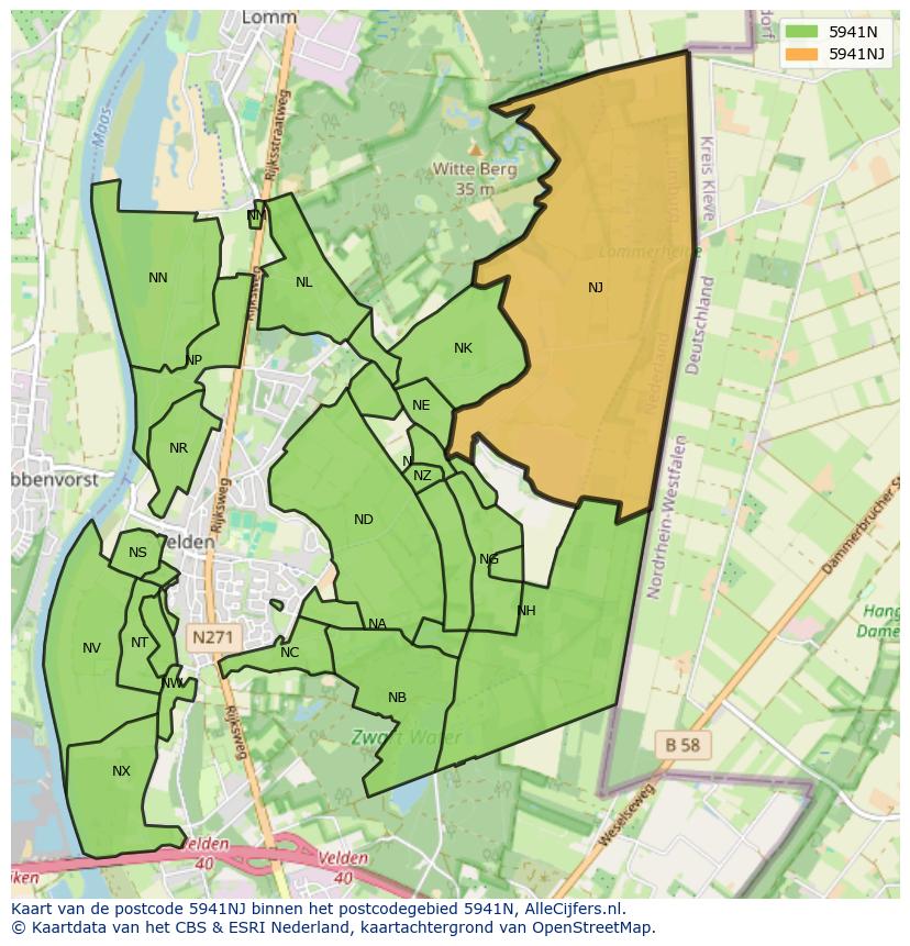 Afbeelding van het postcodegebied 5941 NJ op de kaart.