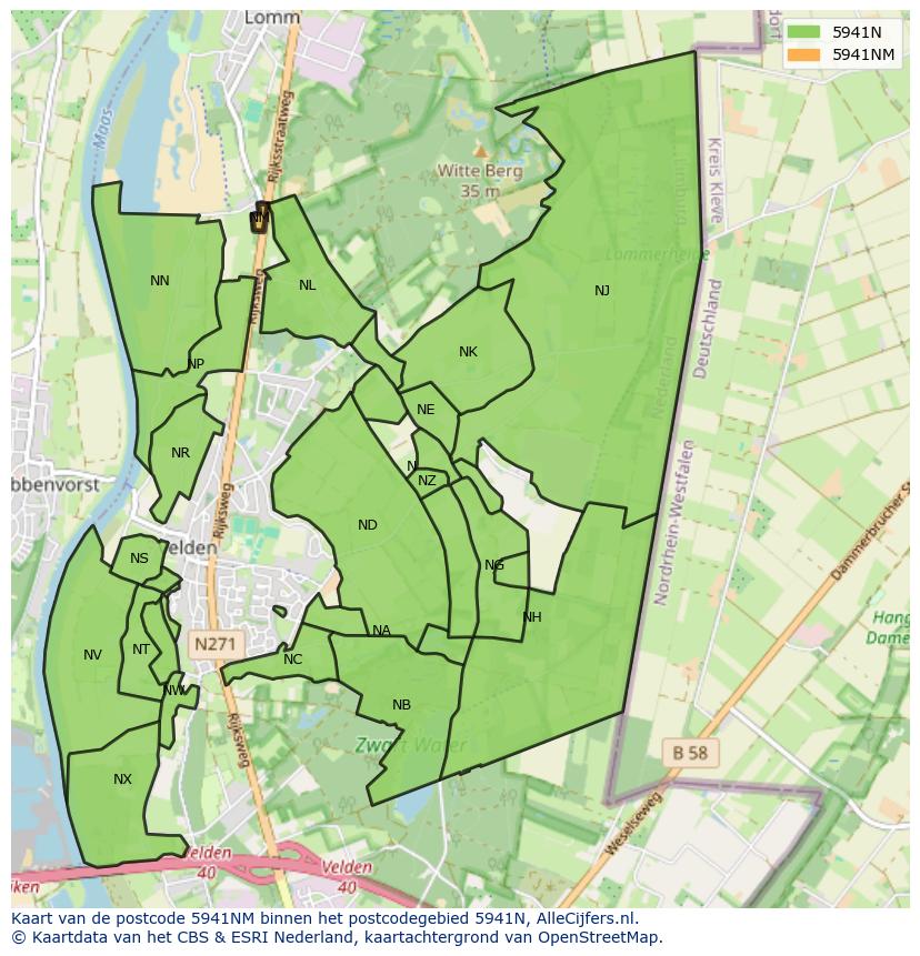 Afbeelding van het postcodegebied 5941 NM op de kaart.