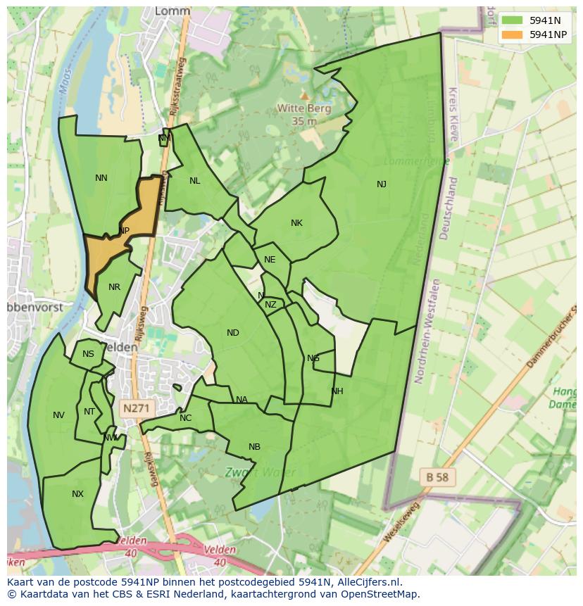 Afbeelding van het postcodegebied 5941 NP op de kaart.