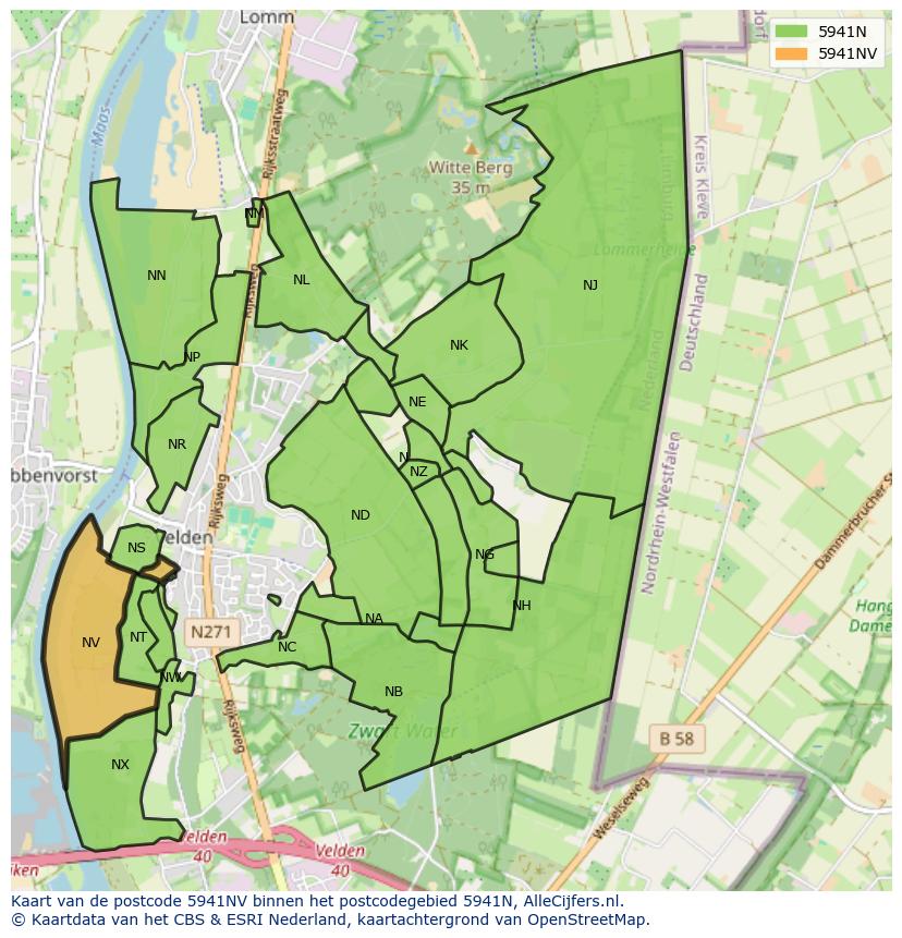 Afbeelding van het postcodegebied 5941 NV op de kaart.