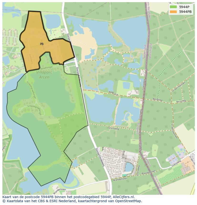 Afbeelding van het postcodegebied 5944 PB op de kaart.