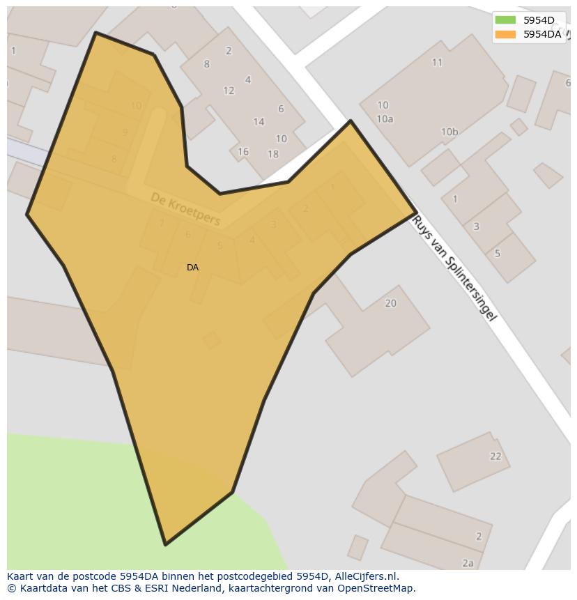 Afbeelding van het postcodegebied 5954 DA op de kaart.