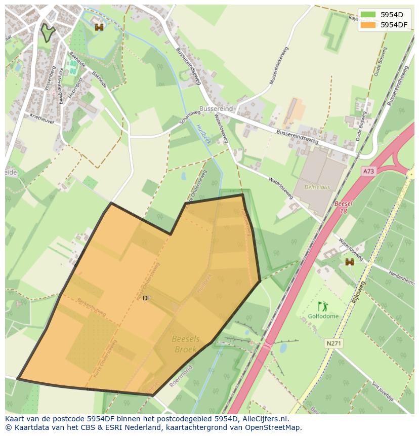 Afbeelding van het postcodegebied 5954 DF op de kaart.