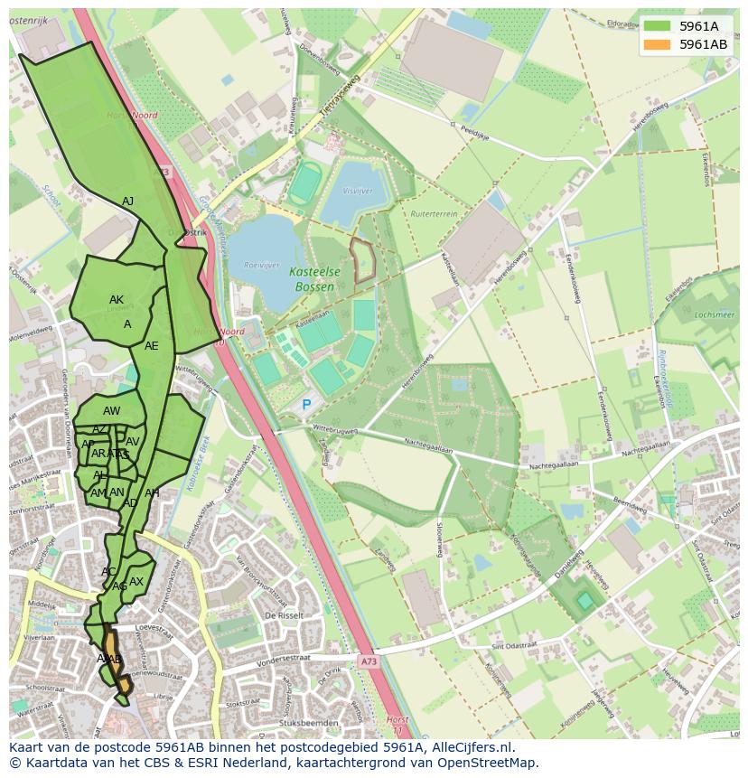 Afbeelding van het postcodegebied 5961 AB op de kaart.