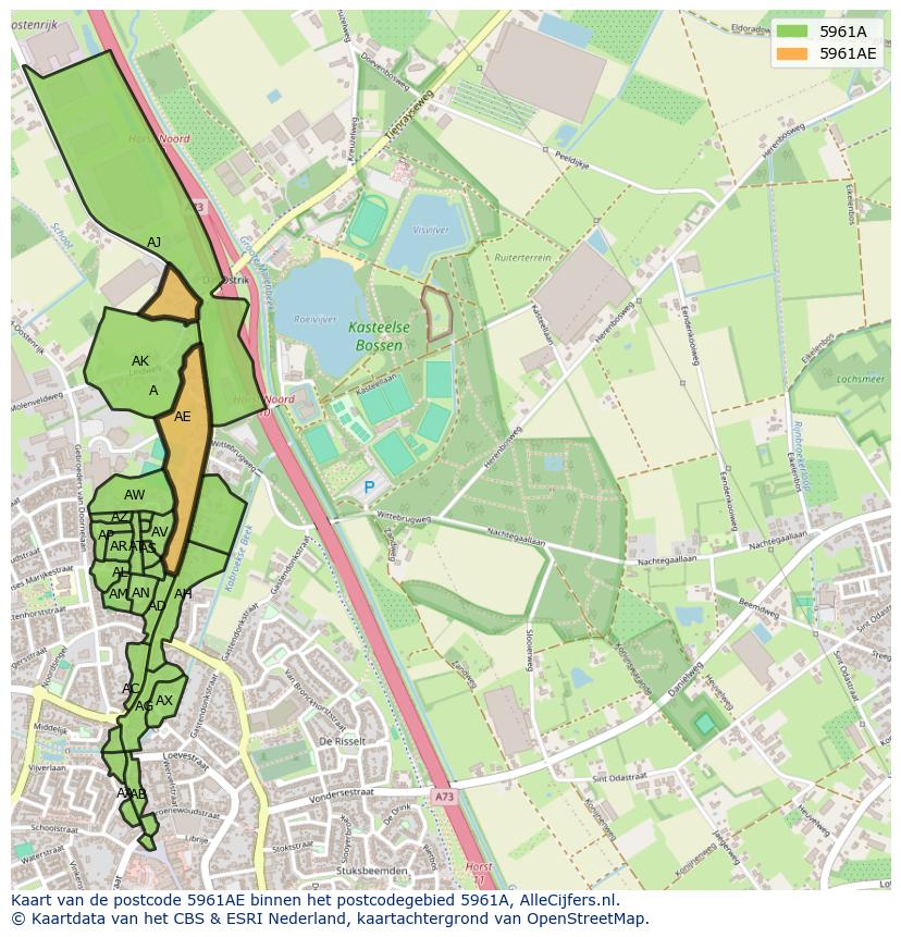 Afbeelding van het postcodegebied 5961 AE op de kaart.
