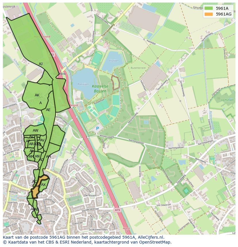 Afbeelding van het postcodegebied 5961 AG op de kaart.