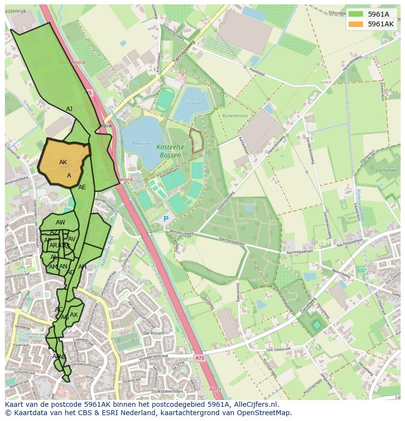 Afbeelding van het postcodegebied 5961 AK op de kaart.