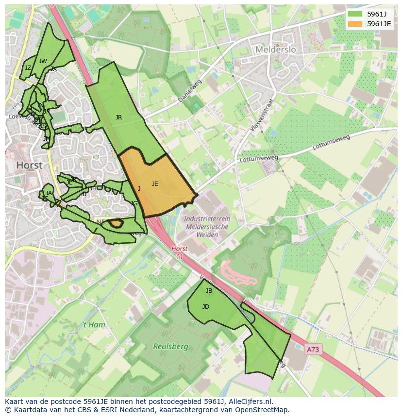 Afbeelding van het postcodegebied 5961 JE op de kaart.