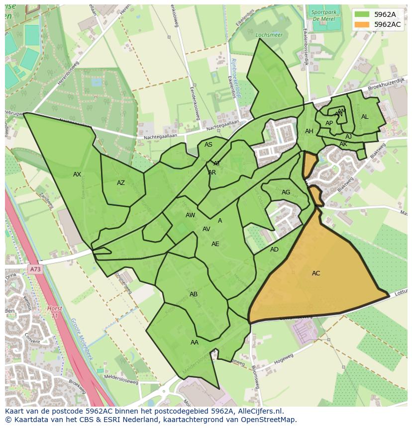 Afbeelding van het postcodegebied 5962 AC op de kaart.
