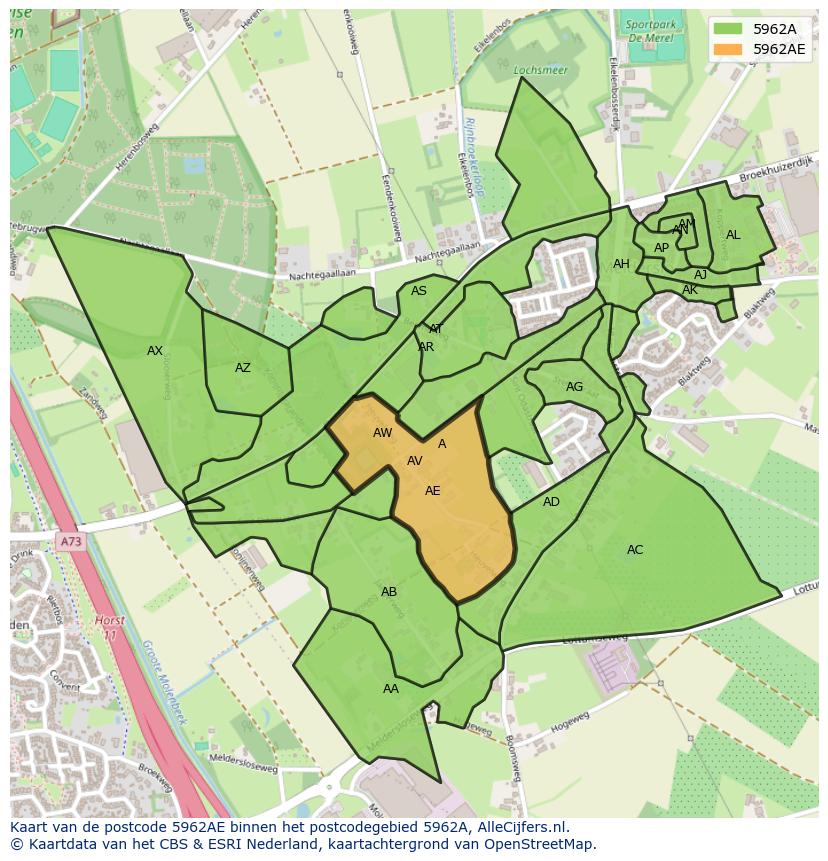 Afbeelding van het postcodegebied 5962 AE op de kaart.