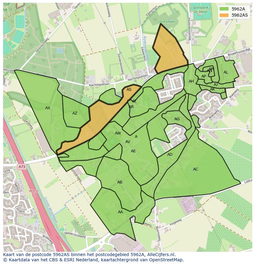 Afbeelding van het postcodegebied 5962 AS op de kaart.