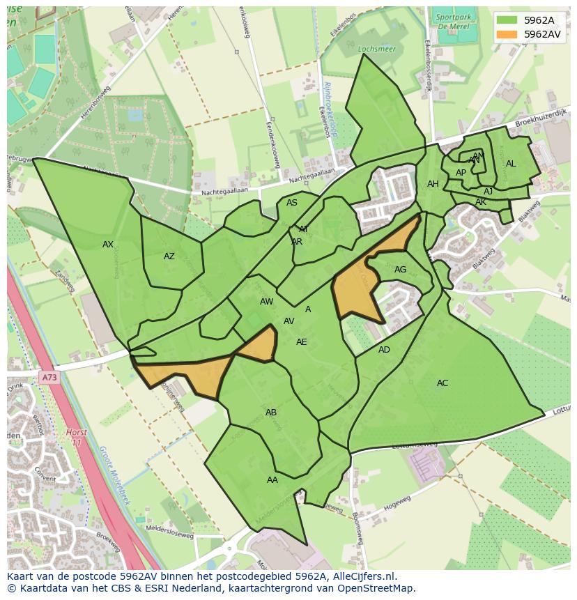 Afbeelding van het postcodegebied 5962 AV op de kaart.