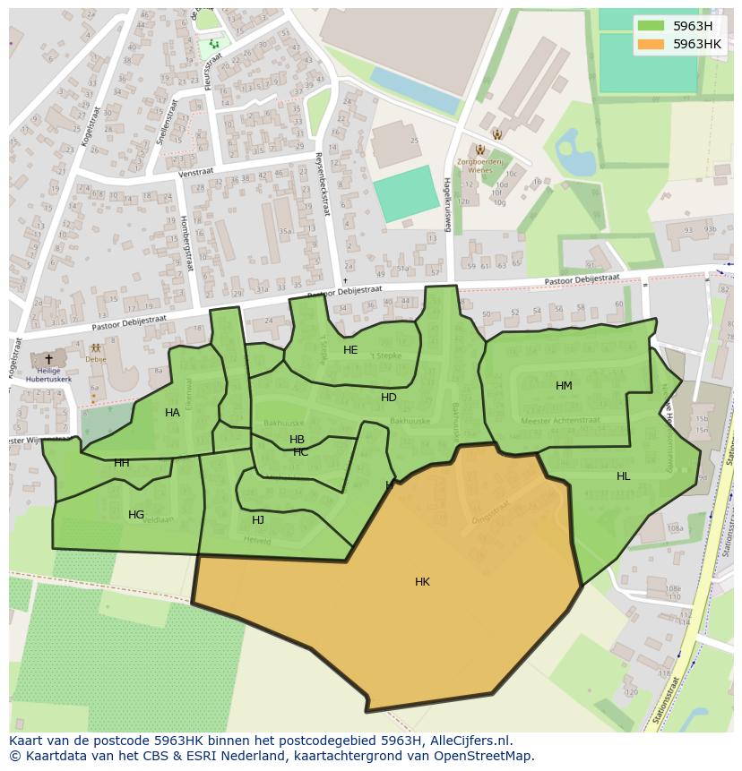 Afbeelding van het postcodegebied 5963 HK op de kaart.