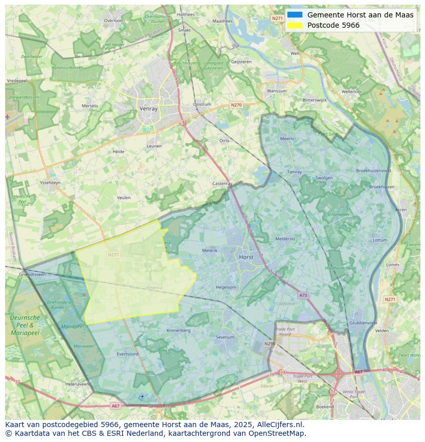 Afbeelding van het postcodegebied 5966 op de kaart.