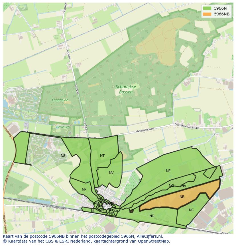 Afbeelding van het postcodegebied 5966 NB op de kaart.