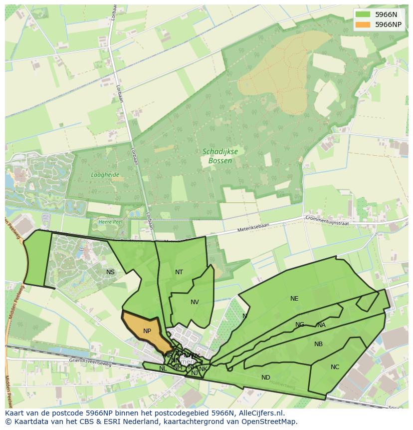 Afbeelding van het postcodegebied 5966 NP op de kaart.