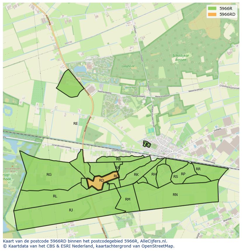 Afbeelding van het postcodegebied 5966 RD op de kaart.