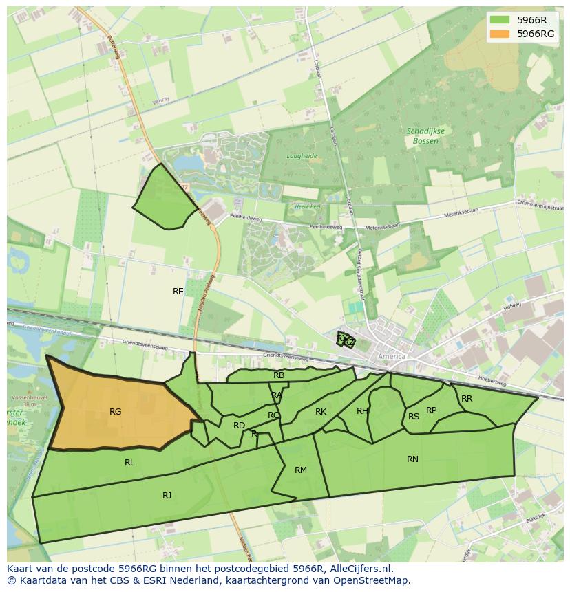 Afbeelding van het postcodegebied 5966 RG op de kaart.