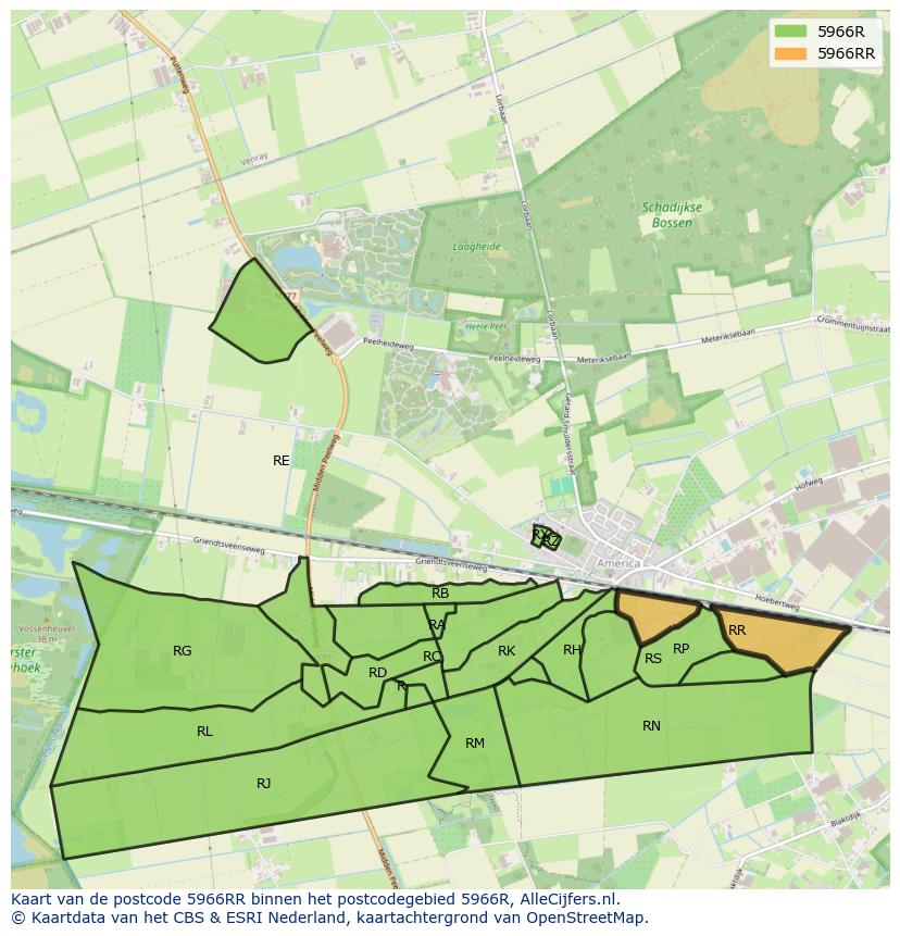 Afbeelding van het postcodegebied 5966 RR op de kaart.