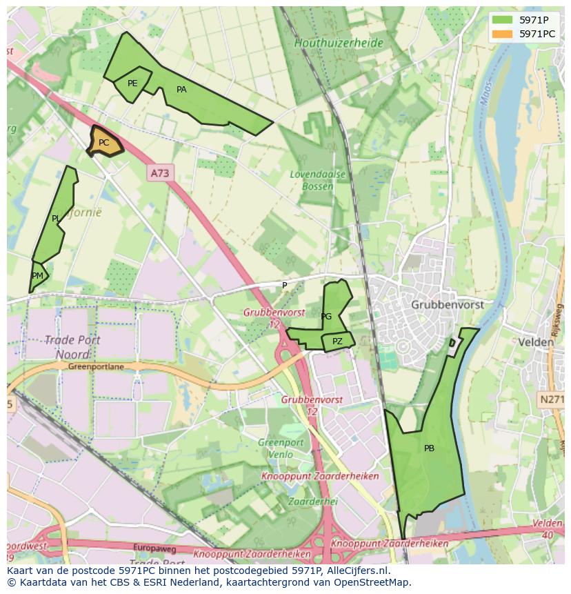 Afbeelding van het postcodegebied 5971 PC op de kaart.
