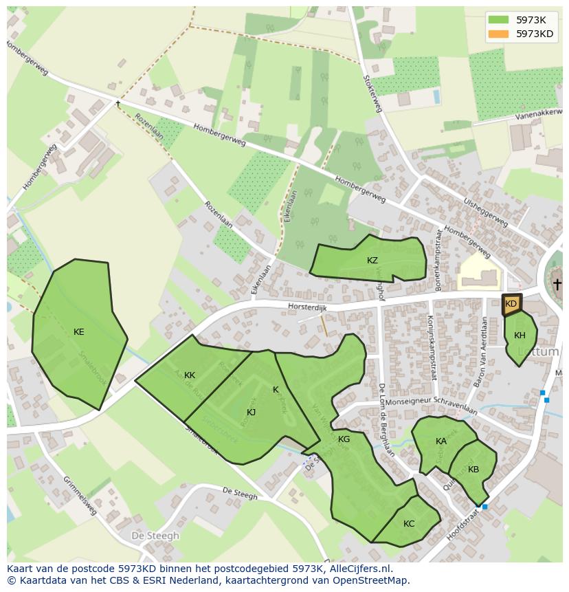 Afbeelding van het postcodegebied 5973 KD op de kaart.