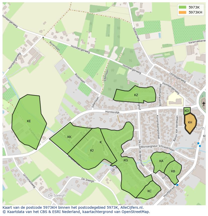 Afbeelding van het postcodegebied 5973 KH op de kaart.