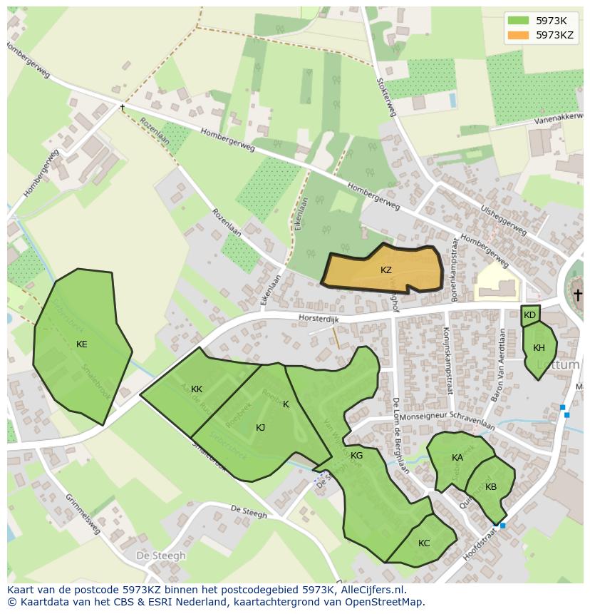 Afbeelding van het postcodegebied 5973 KZ op de kaart.