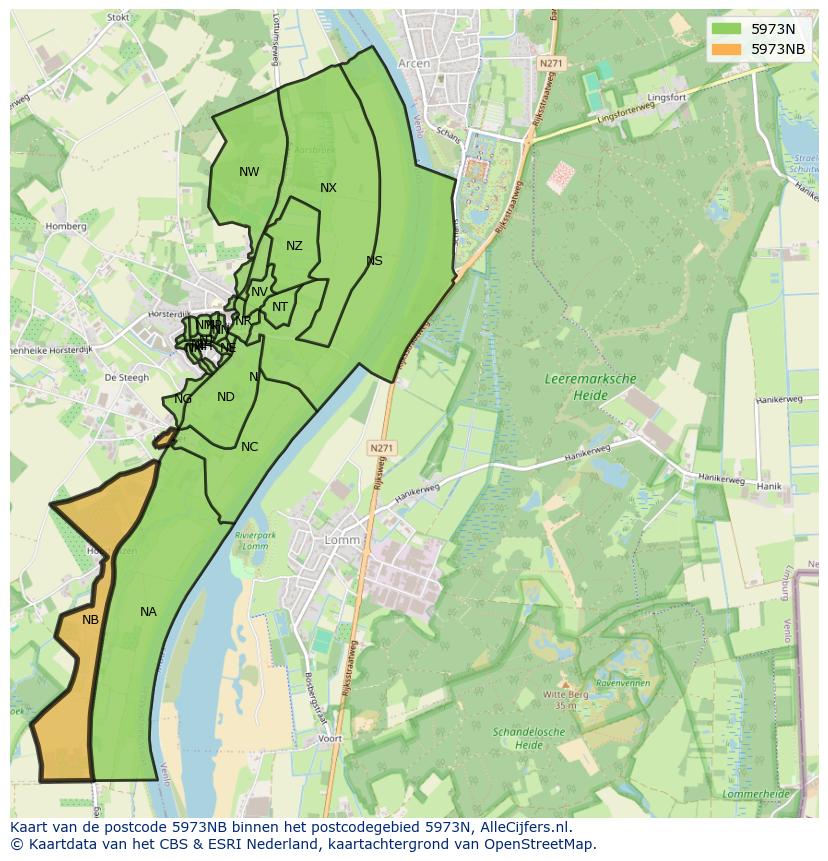 Afbeelding van het postcodegebied 5973 NB op de kaart.