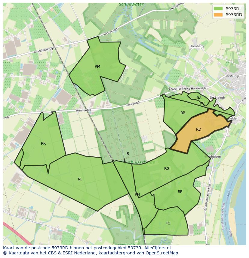 Afbeelding van het postcodegebied 5973 RD op de kaart.