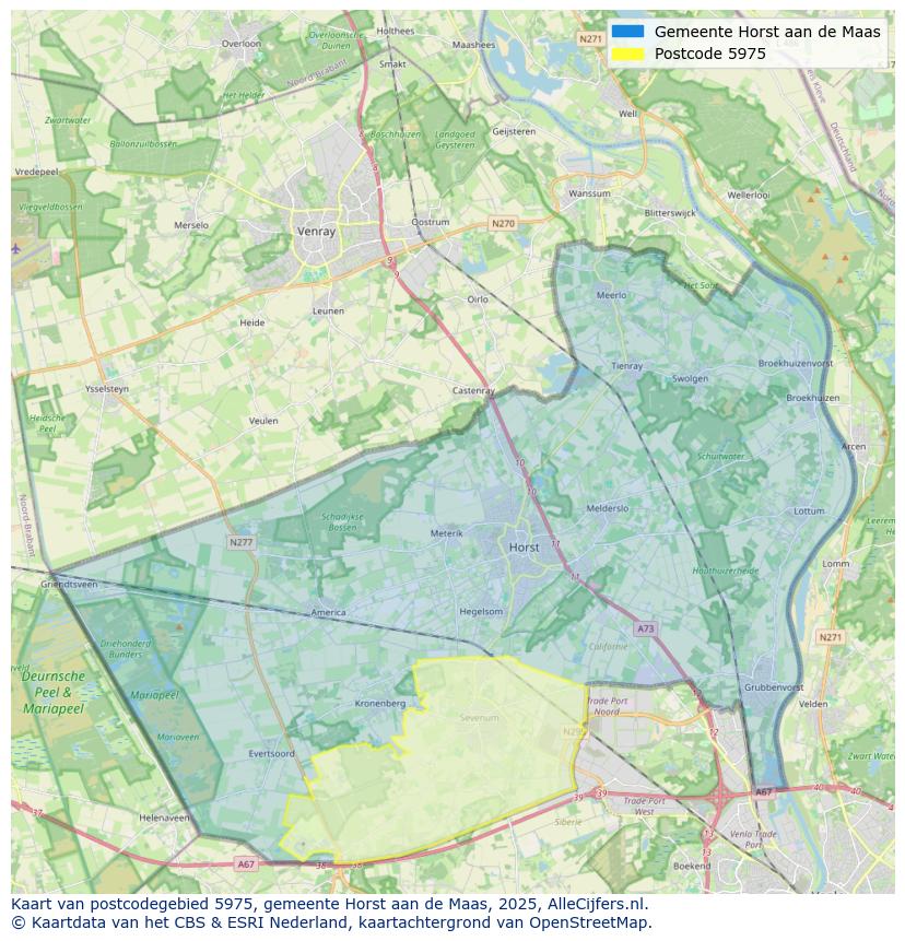 Afbeelding van het postcodegebied 5975 op de kaart.