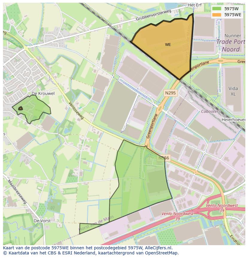 Afbeelding van het postcodegebied 5975 WE op de kaart.