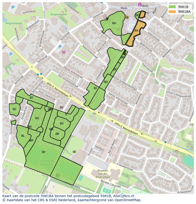 Afbeelding van het postcodegebied 5981 BA op de kaart.