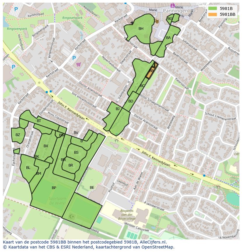 Afbeelding van het postcodegebied 5981 BB op de kaart.